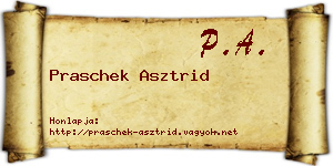 Praschek Asztrid névjegykártya